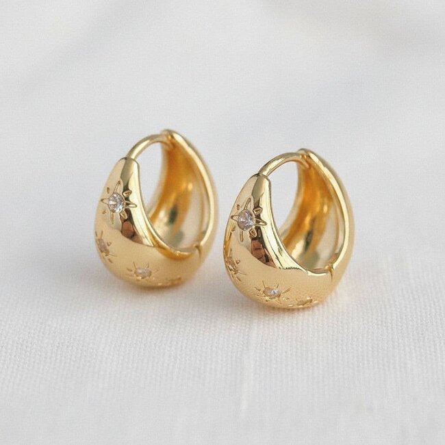 Gold Star Hoop Earrings