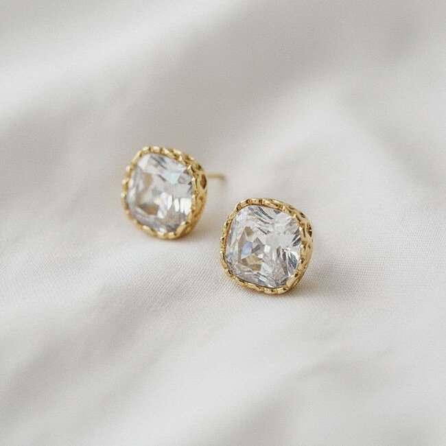 Square Zirconia Stud Earrings