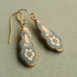 Silk Purse, Sow's Ear Forget Me Not Blue Victorian Drop Earrings