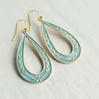 Silk Purse, Sow's Ear Art Nouveau Floral Sprig Hoop Earrings