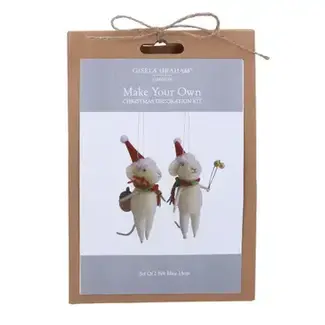 Gisela Graham Fabric White Mice Decoration Kit