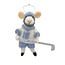 Ornament - Wool Mouse Blue Sweater Playing Hockey