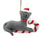 Ornament - Wool Cat Grey Sits Atop A Candy Cane-Shaped Sled