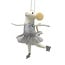 Ornament - Wool Mouse 4"X5.5" Silver Dress Skating