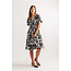 Papillon Floral Short Sleeve Henley Dress Black