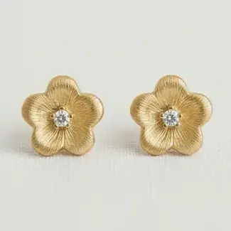 Floral & Cubic Zirconia Stud Earrings