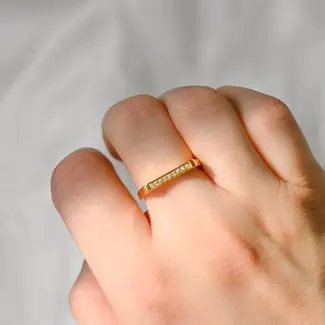 Gold Pave Bar Ring - Waterproof
