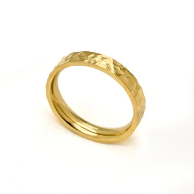 Gold Hammered Ring - Waterproof