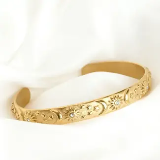 Gold Celestial Embossed Cuff - Waterproof