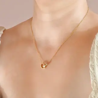 Pave Linked Circles Cubic Zirconia Necklace - Waterproof-18"0