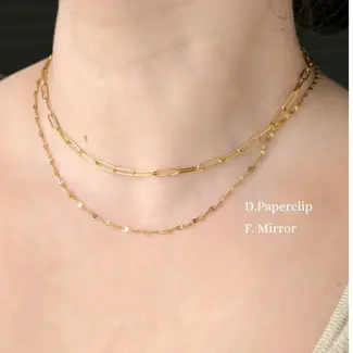 Gold Paperclip Chain Necklace - Waterproof - 20"