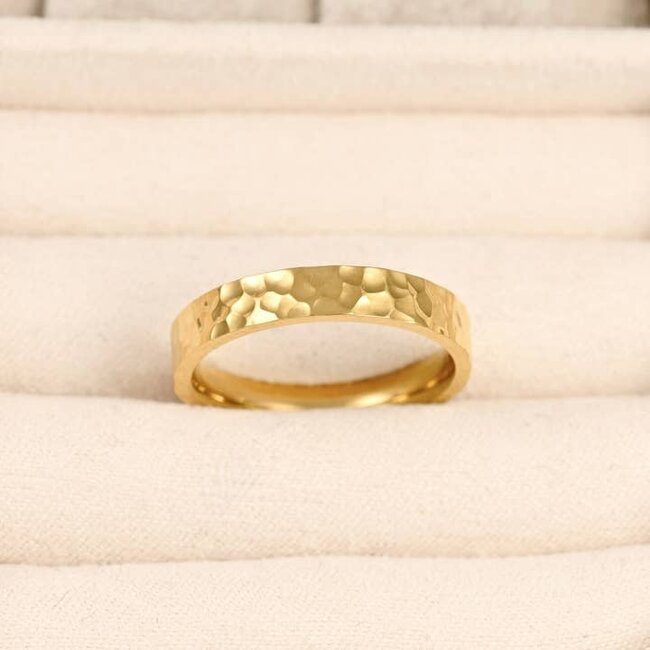 Gold Hammered Ring - Waterproof