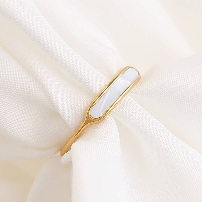 Gold Mother of Pearl Slim Ring - Waterproof