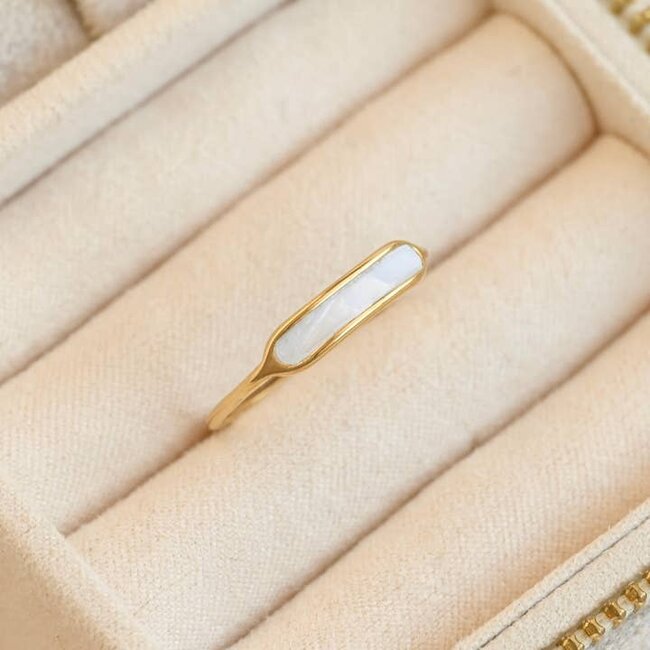 Gold Mother of Pearl Slim Ring - Waterproof