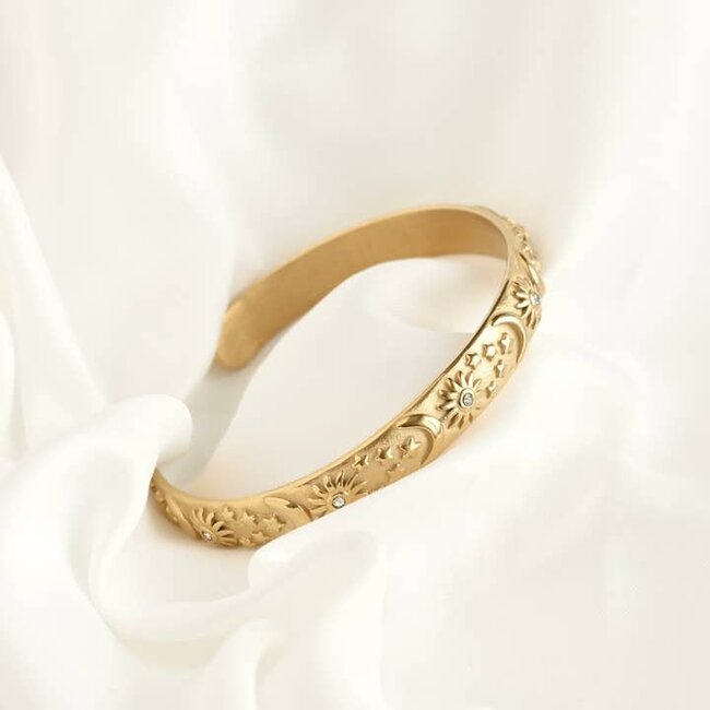 Gold Celestial Embossed Cuff - Waterproof