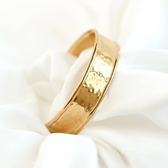 Gold Hammered Statement Cuff - Waterproof