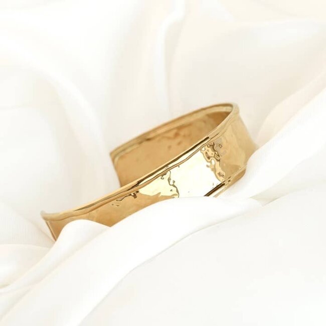 Gold Hammered Statement Cuff - Waterproof
