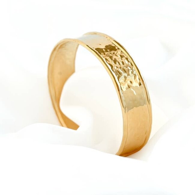 Gold Hammered Statement Cuff - Waterproof