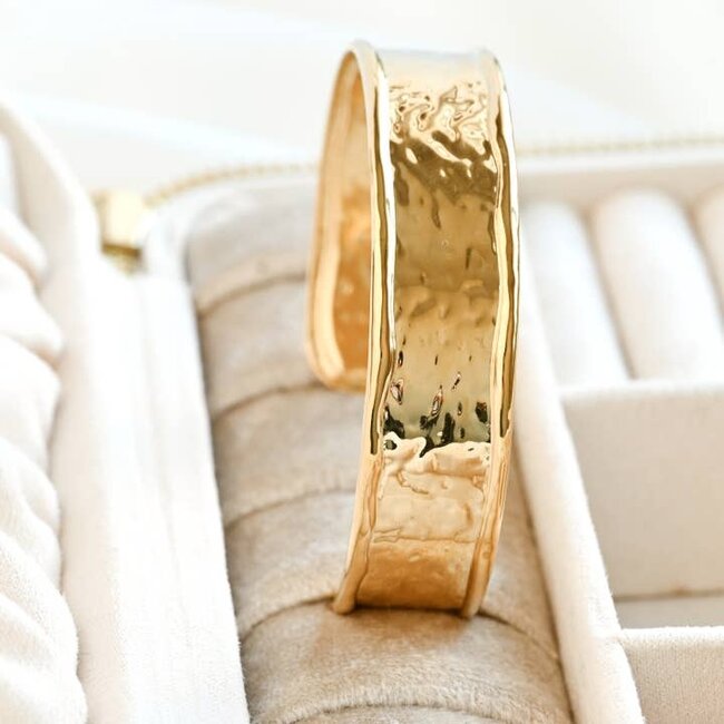 Gold Hammered Statement Cuff - Waterproof