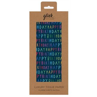 Glick Tissue - Happy Birthday - Navy - 4 sheets