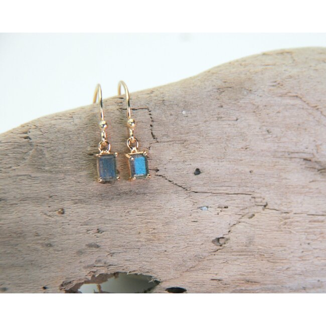 Heart + Lotus Embodied Radiance Earrings in Labradorite + Gold