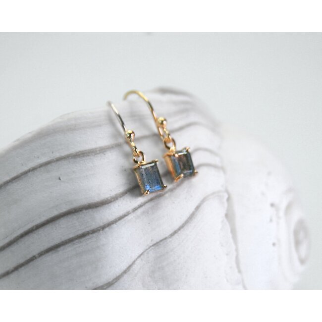 Heart + Lotus Embodied Radiance Earrings in Labradorite + Gold
