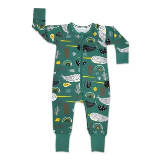 Narwhal, Green Baby Pajamas