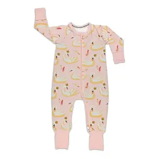 Swans, Pink Baby Pajamas