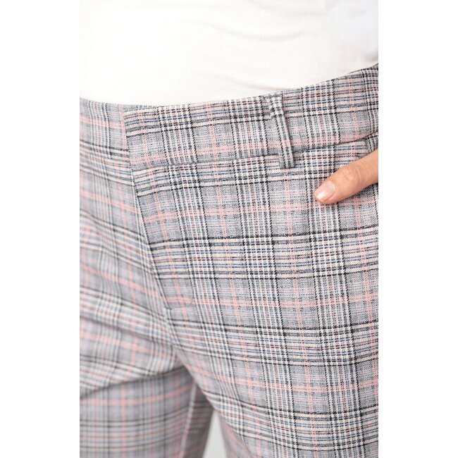 Liverpool Los Angeles Kelsey Trouser- Grey/Blush Plaid