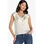 Liverpool Los Angeles Ruffle Front Sleeveless Woven Top In French Vanilla