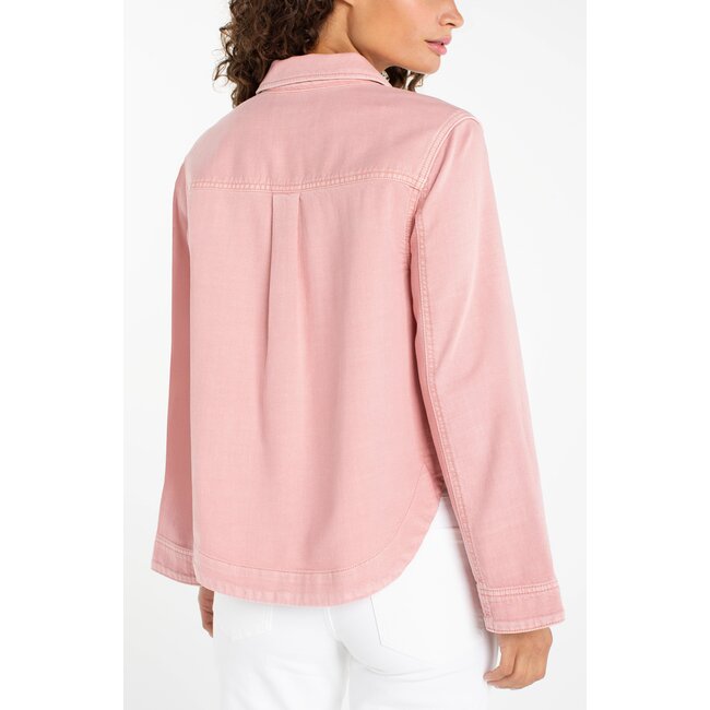 Liverpool Los Angeles High/ Low Denim Shacket In Misty Blush