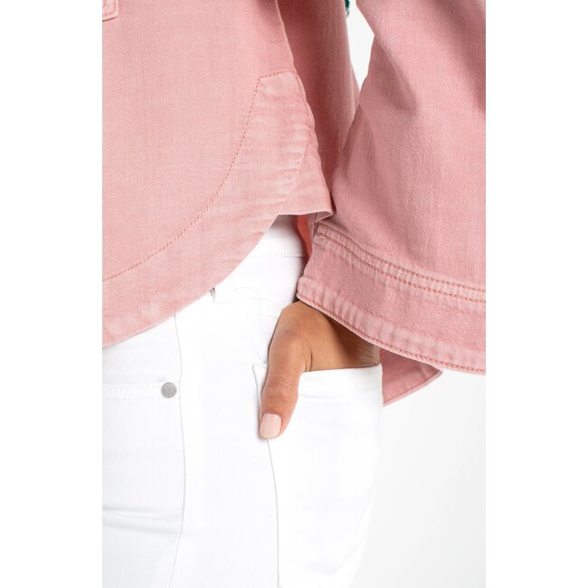 Liverpool Los Angeles High/ Low Denim Shacket In Misty Blush