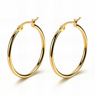 Waterproof Medium Gold Hoops