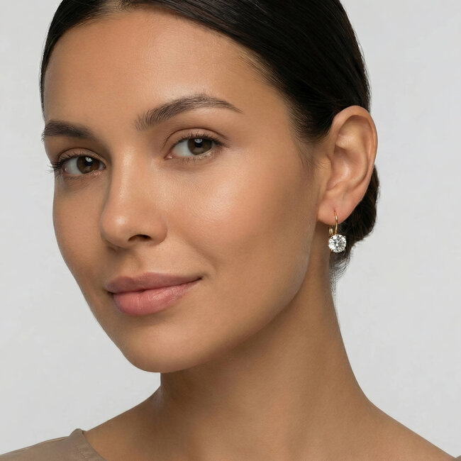 Waterproof Gold Leverback Solitaire Drops