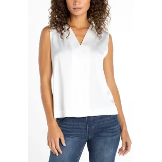Liverpool Los Angeles Sleeveless V-Neck Woven Top In Whipped Cream