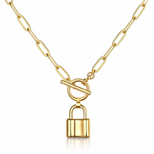 Cameron Rose Waterproof Jewellery Waterproof Gold Lock Pendant Necklace