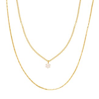 Cameron Rose Waterproof Jewellery Waterproof Gold Layer Cubic Zirconia Solitaire Necklace