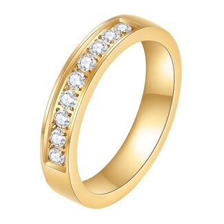 Waterproof Gold Ring - Inset with Cubic Zirconia
