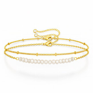 Waterproof Gold Layered Ball & Pearl Bracelet