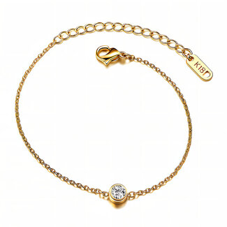 Waterproof Gold Solitaire Cubic Zirconia Bracelet