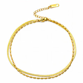 Cameron Rose Waterproof Jewellery Waterproof Gold Link & Herringbone Bracelet