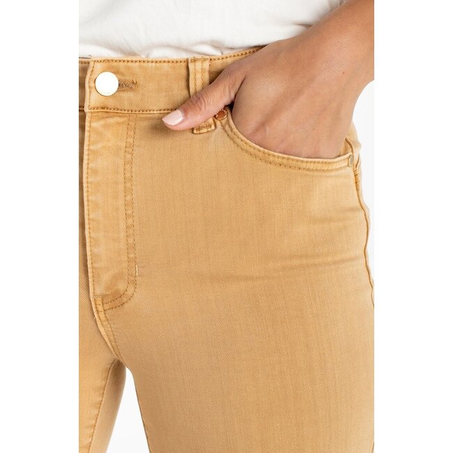 Liverpool Los Angeles Hannah Crop Flare Hugger In Straw