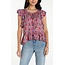 Liverpool Los Angeles Flutter Sleeve Peplum Top - Pink Multi Floral