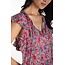 Liverpool Los Angeles Flutter Sleeve Peplum Top - Pink Multi Floral