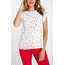 Liverpool Los Angeles Flutter Sleeve Boat Top - White with Red Floral