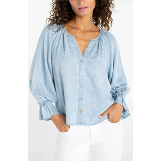 Liverpool Los Angeles Shirred Woven Top In Rose Ice