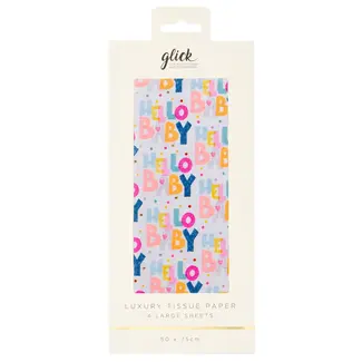 Tissue - Patterned Hello Baby - 4 Sheets