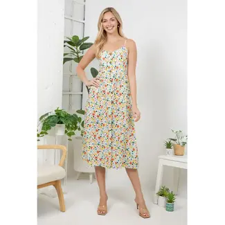 Colorful Floral Print Cami Dress