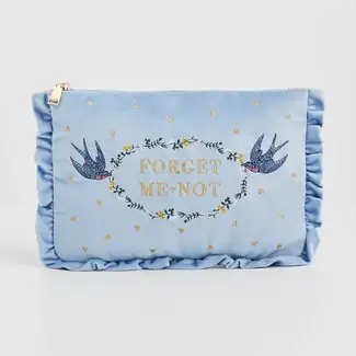 Fable England Pouch - Forget Me Not Blue Velvet Embroidered