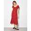 Apricot Mini Heart Button Midi Dress in Red